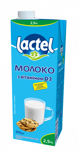 Молоко ультрапастеризоване Лактель з  вітаміном D3, 2,5%