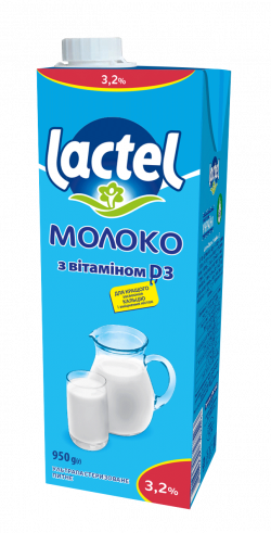 Молоко ультрапастеризоване Лактель з вітаміном D3, 3,2%