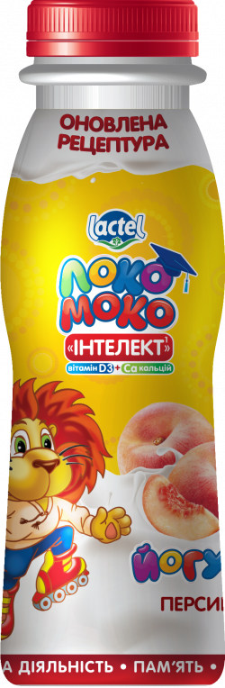 Drinkable yoghurt Peach, with complex Intellect, Calcium and Vit. D3 1,5% Loko Moko