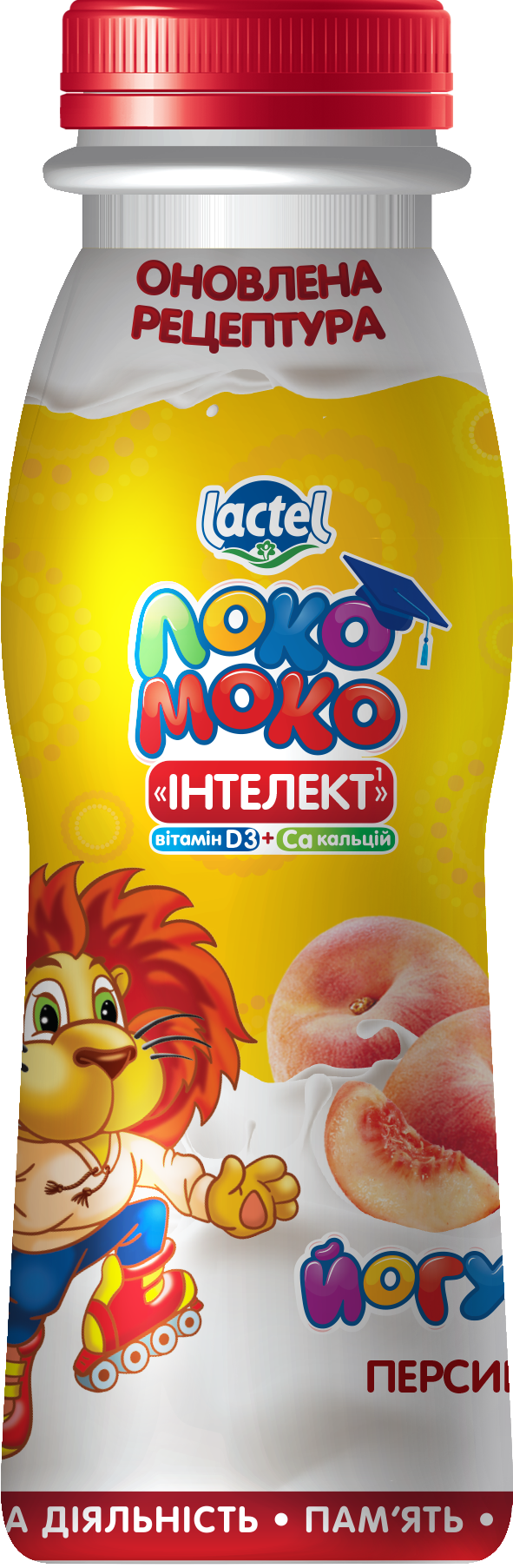 Drinkable yoghurt Peach, with complex Intellect, Calcium and Vit. D3 1,5% Loko Moko