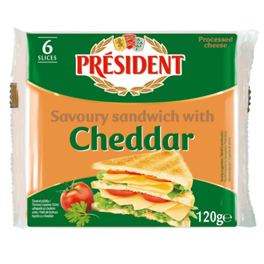 Processed cheese slices with Cheddar 40% Président