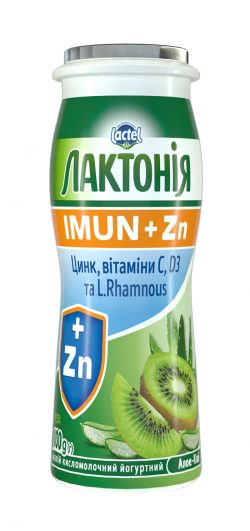 Dairy drink with zinc, vit. D3 and C, and probiotic L.Rhamnosus Aloe-kiwi 1,5% Lactonia Imun+