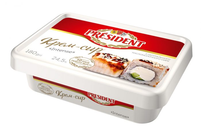 Продукт сирковий термізований “Крем-сир “Intense” 24,5% Президент